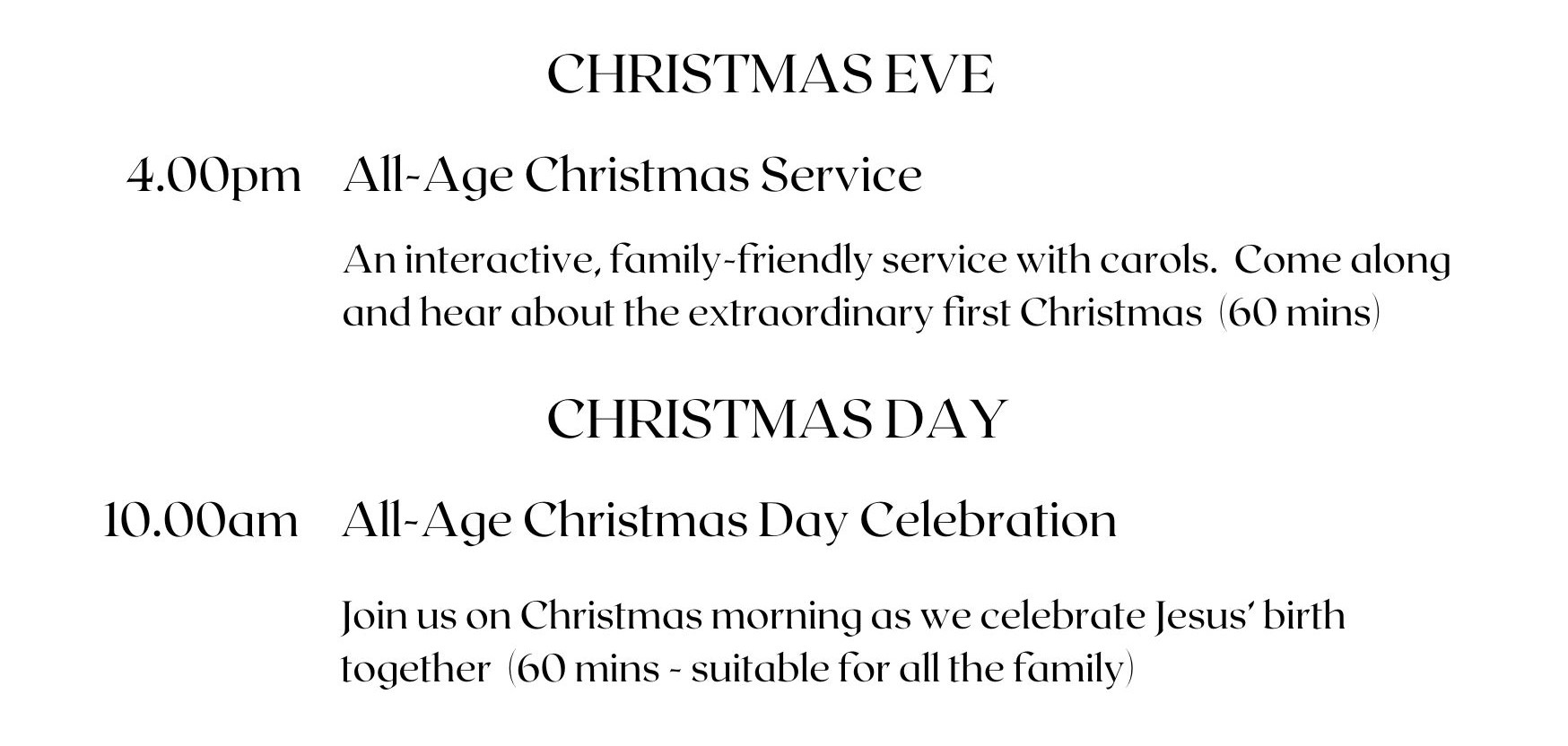 Christmas services for website